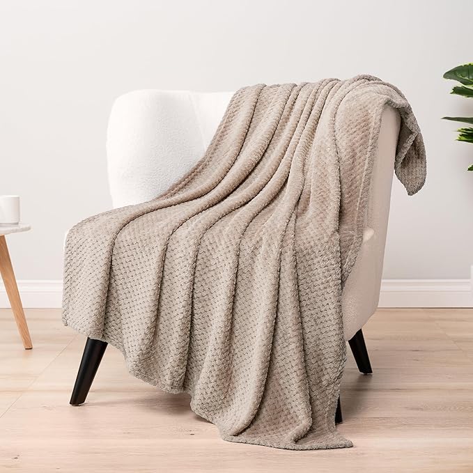 PAVILIA Tan Taupe Throw Blanket by PAVILIA