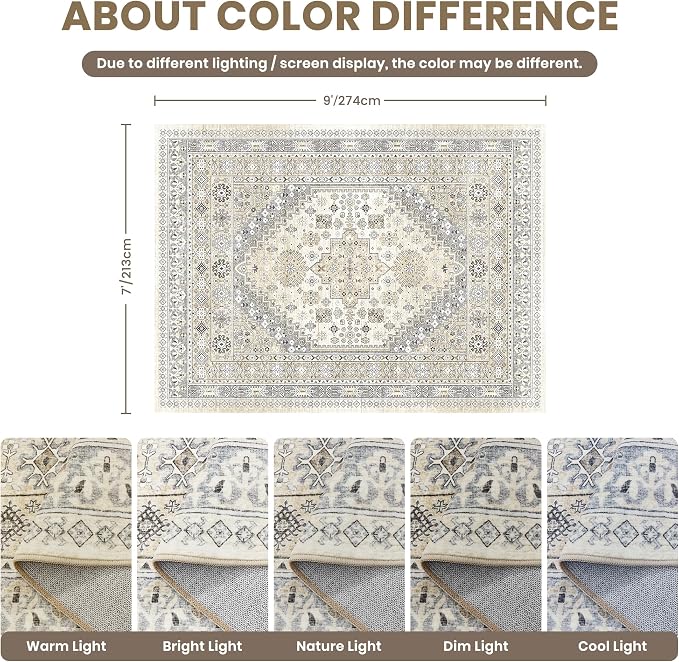 zesthome 7x9 Area Rug, Super Soft Washable Rugs - Image 2
