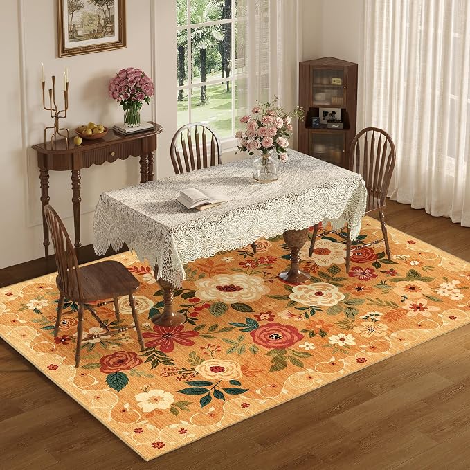 DUKINO 9x12 Area Rug, Floral Rugs - Image 4