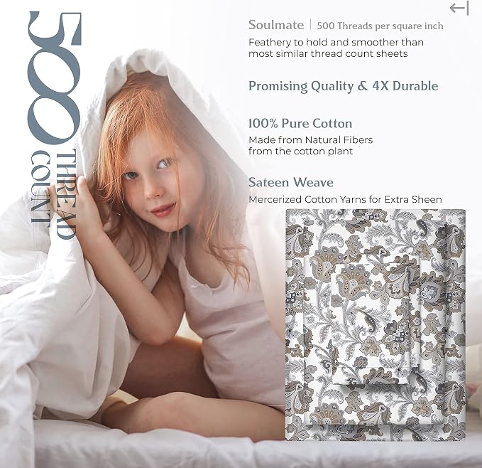 Mayfair Linen 100% Cotton Printed California King Cotton Sheets - Image 5