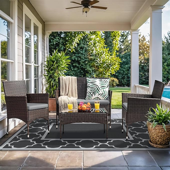 GENIMO 4 ' x 6 ' Outdoor Rug for Patio, Waterproof Indoor Outdoor Plastic Straw - Image 3