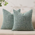 Decorative Couch Throw Pillow Covers 20x20 Set of 2 Green Striped Soft Wool by Allorry
