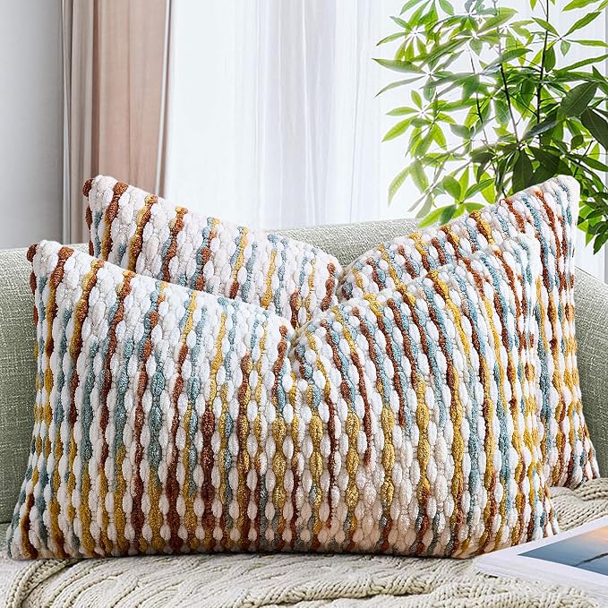 AmHoo Set of 2 Boho Chenille Pillow Cover Decorative Tufted Pillowcase by AmHootextile