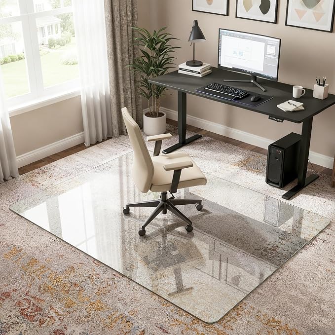 Antok Tempered Glass Chair Mat, Heavy Duty 0.2" Desk Chair Mat by AntokMirror