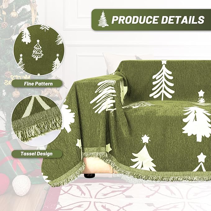 MYSKY HOME 71"X118" Loveseat Christmas Couch Cover, Sectional Sofa Covers Sofa - Image 3