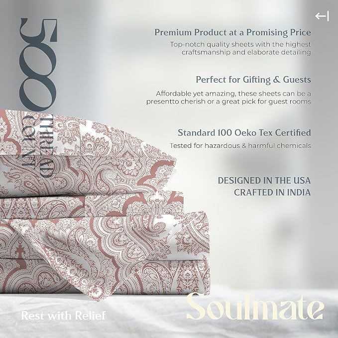 Mayfair Linen 100% Cotton Printed Bed Sheets Twin Size Set - Image 5