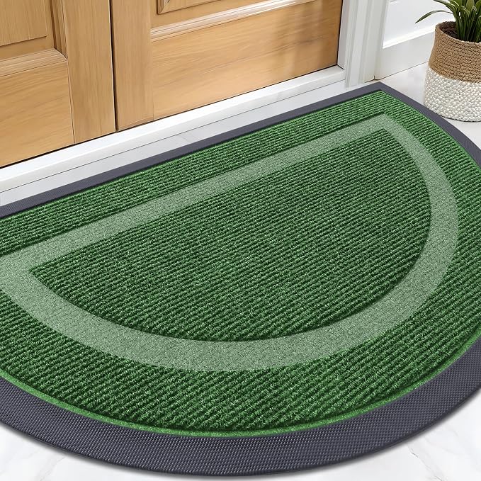 OLANLY Half Circle Door Mat Indoor Outdoor Entrance Welcome, Waterproof by OLANLY
