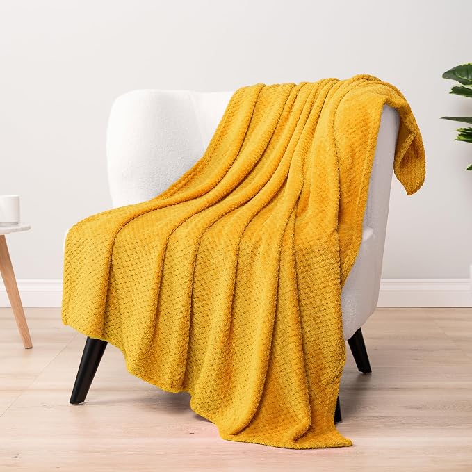 PAVILIA Mustard Yellow Throw Blanket by PAVILIA