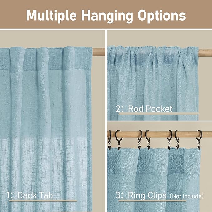 LAMIT Sheer Linen Curtains 63 Inch - Image 3