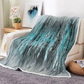 Abstract Throw Blankets, Modern Teal Gold CrackNon Cozy Warm Bed Couch Blanket by Uokiuki