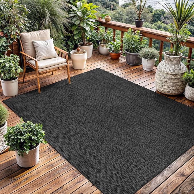 Washable Indoor Outdoor Rug 9x12 Weather Resistant Area Rugs Modern Solid by LenaRug