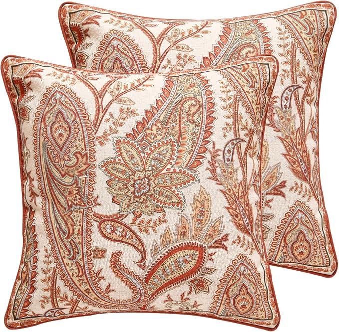 ISAENNE Design Linen Classic Vintage Throw Pillow Covers 18"x18" Pack of 2 by Isaennehomedecoration