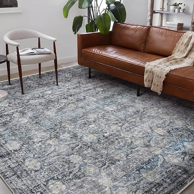 Washable Area Rug 9'x12' Boho Design Non-Shedding Easy Care Ideal - Image 2