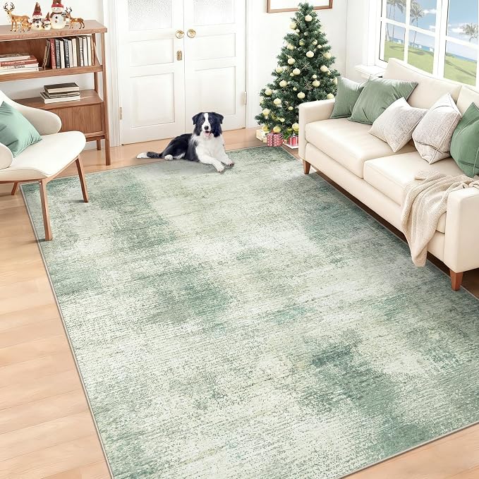 5x7 Area Rugs for Living Room: Washable Rug Modern Abstract Neutral Soft Rugs by LOSBULAKE