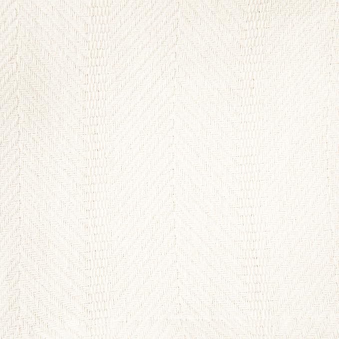 Sticky Toffee Cotton Throw Blanket, 60 x 50 Inch, Ivory Cream Herringbone Weave - Image 6