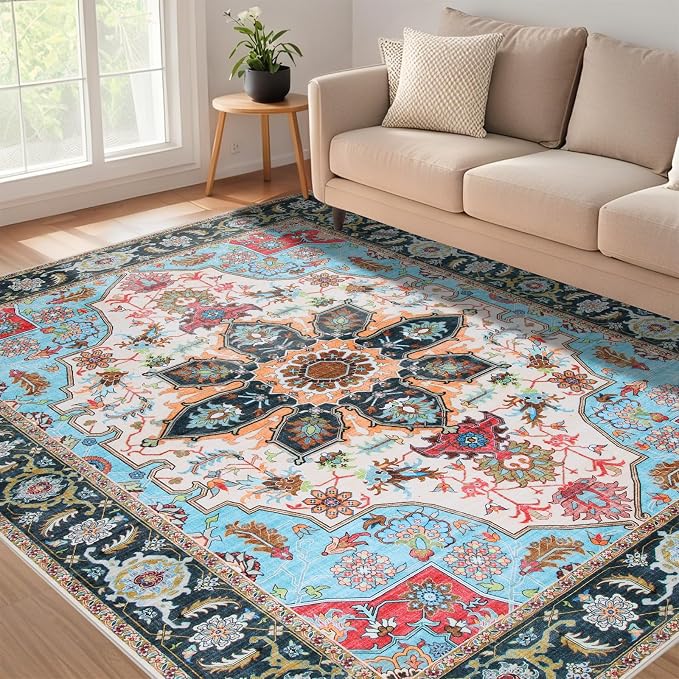 WILLSUN Washable Area Rugs, 5x7 Non-Slip Boho Large Area Rugs - Image 2