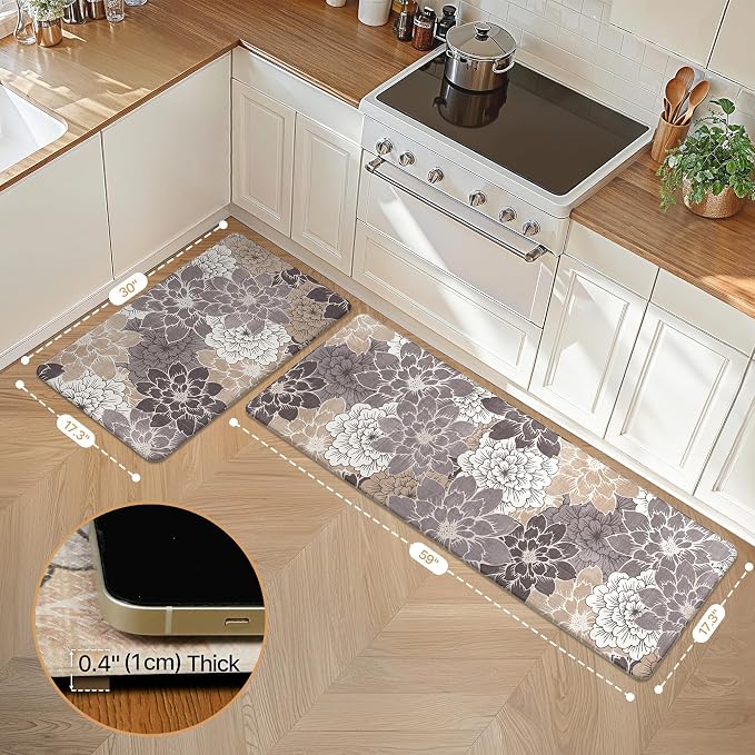 GENIMO Kitchen Mats for Floor, Kitchen Rugs Non Slip Washable Sets of 2 - Image 2