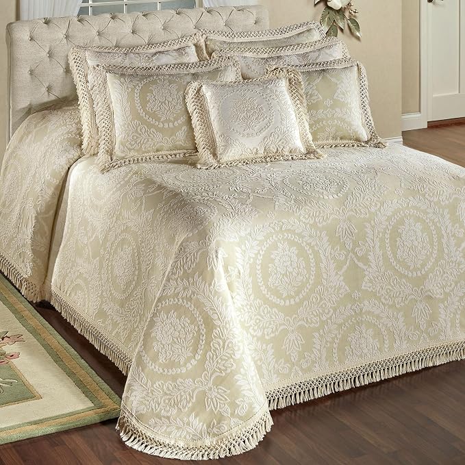 Timeless Vintage Style Bedding | Neutral Sage and Ecru | Textured Matelasse by TouchofClass