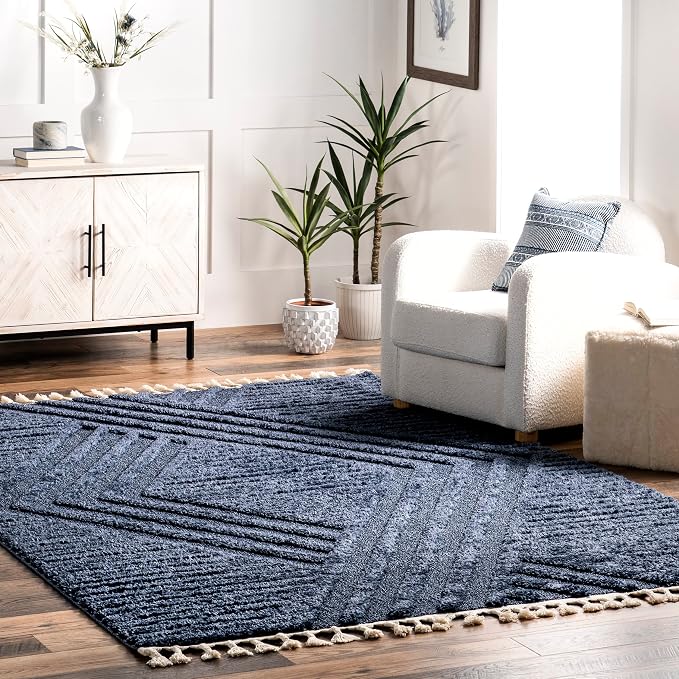 nuLOOM Risette Blue, Soft and Textured, High Traffic, Stain Resistant, Easy by nuLOOM