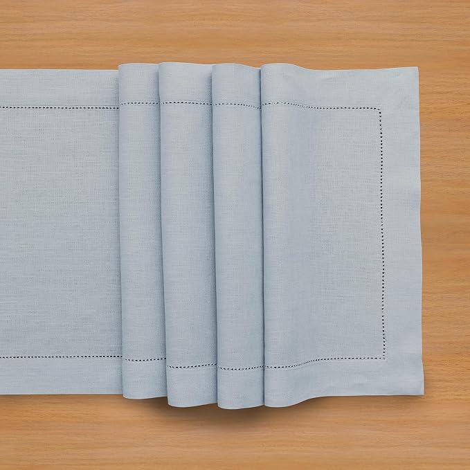 Solino Home Linen Dusty Blue Table Runner 90 Inches Long - Image 9