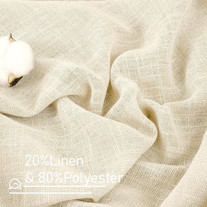 LAMIT Living Room Linen Curtains 90 Inch - Image 2