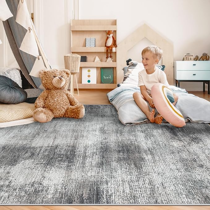 5x7 Area Rugs for Living Room: Washable Rug Modern Abstract Neutral Soft Rugs - Image 7