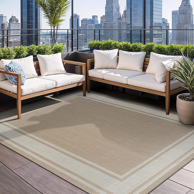 Beverly Rug Outdoor Rug 6x9 Modern Bordered Area Rugs by BeverlyRug