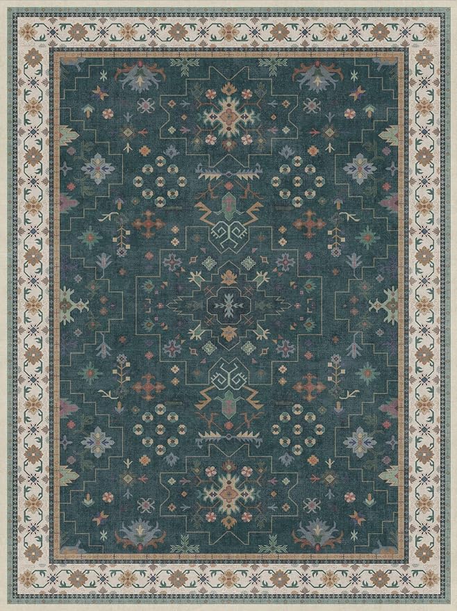 Dark Green Vintage Living Room Rug 9x12 - Image 2