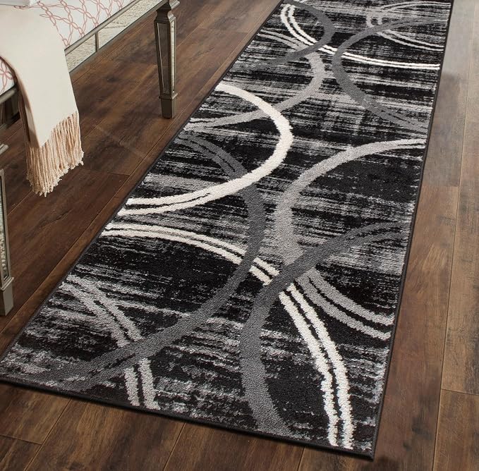Rugshop Modern Wavy Circles Design Runner Rug, Fade-Resistant Carpet - Image 10