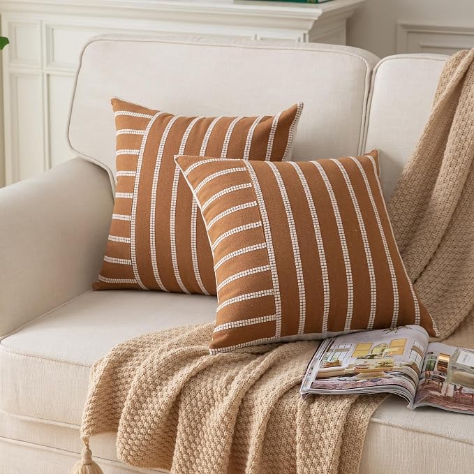Caflife Boho Throw Pillow Covers 20x20 Set of 2 Soft Farmhouse Decorative Couch - Image 3