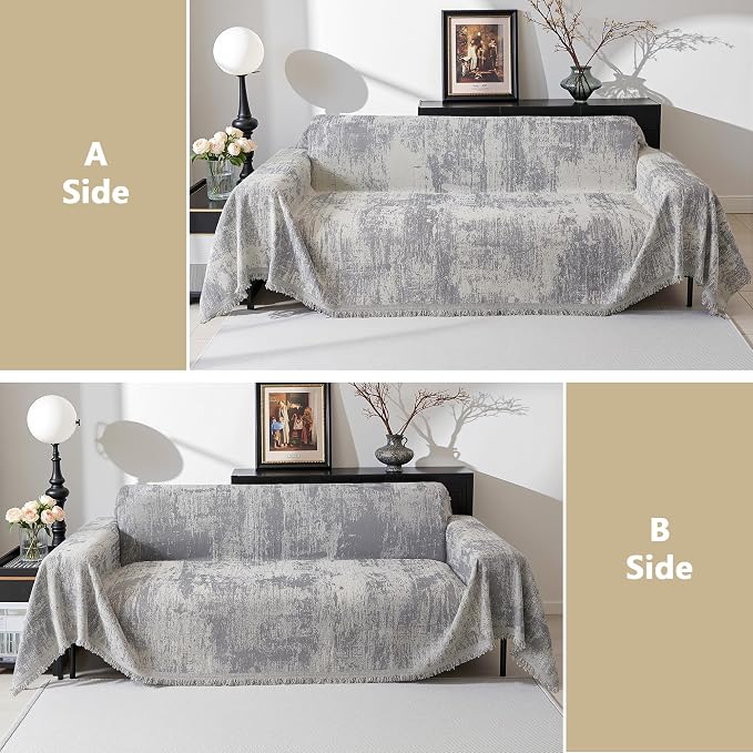 MEETSKY Couch Cover for Sectional Sofa Set Abstract Geometric Chenille Sofa - Image 7