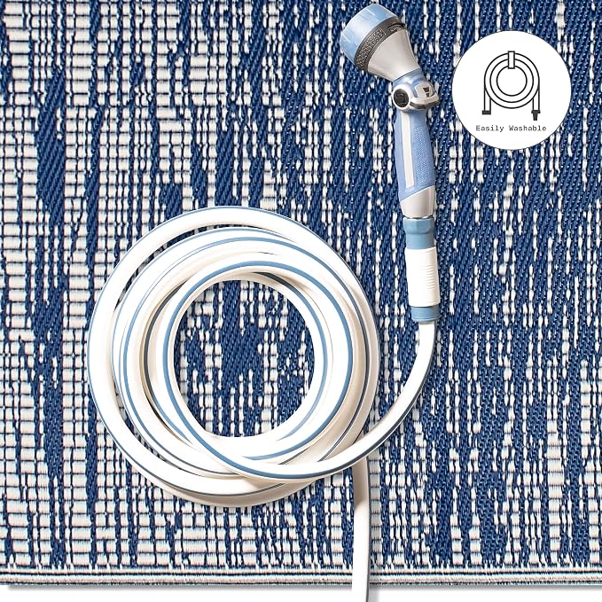 Fab Habitat Abstract Distressed Stripes Outdoor Rug - Image 9