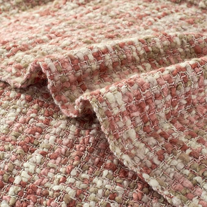 Multi-Color Light Pink Cable Knitted Throw Blanket - Image 3