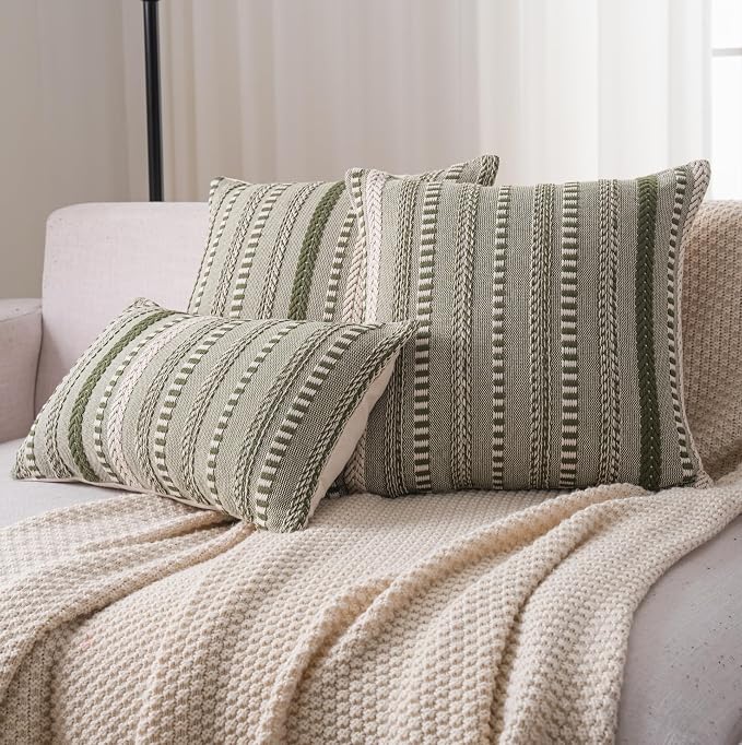 Boho Throw Pillow Covers 20x20 Inch Set of 2, Farmhouse Decorative Couch Pillow - Image 5