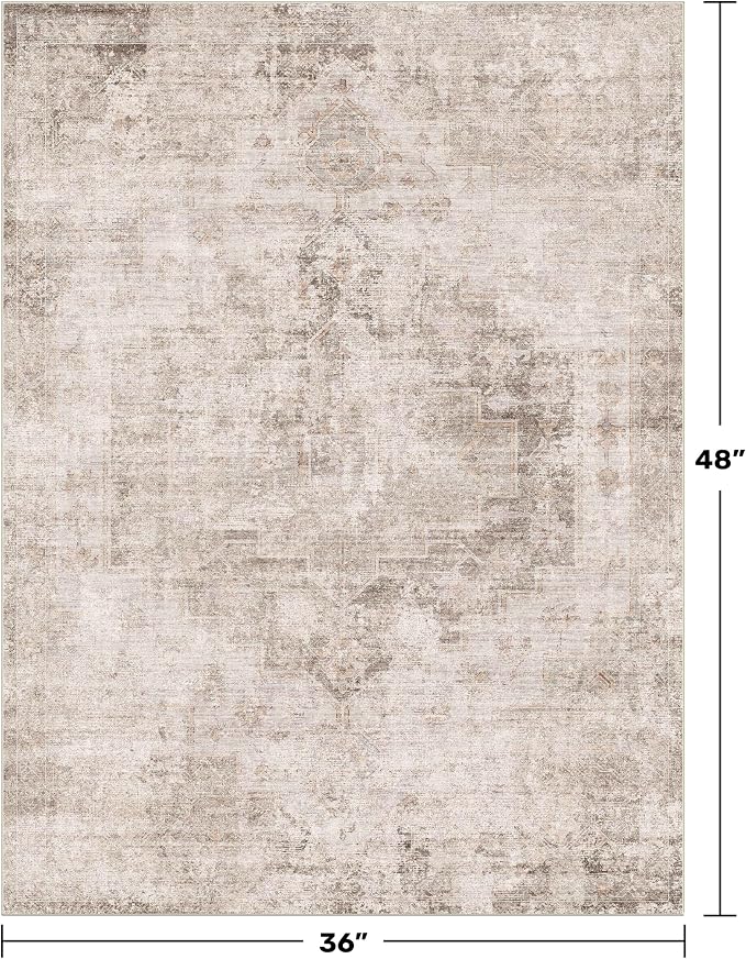Washable Beige Brown Rugs for Entryway Indoor - Image 2