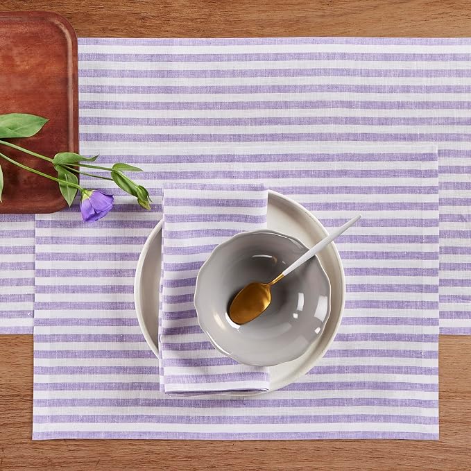 Solino Home Striped Linen Table Runner 108 Inches Long - Image 3