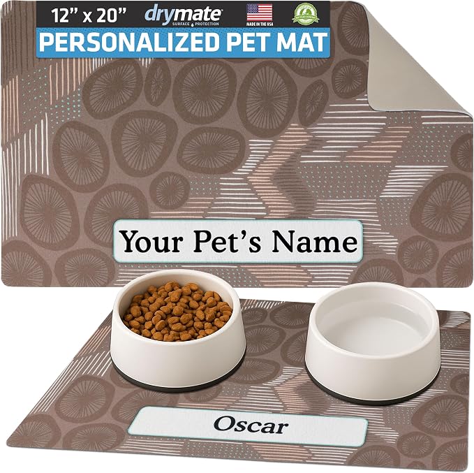 Drymate Personalized Pet Bowl Placemat, Custom Dog & Cat Food Feeding Mat by Drymate