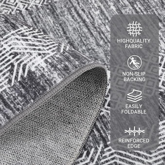 GarveeHome 8x10 Large Washable Area Rug Modern Bordered Rug Distressed - Image 3