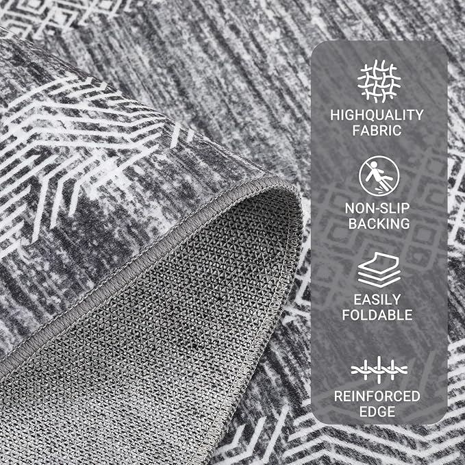 GarveeHome Modern Geometric Area Rug 4x6 Distressed Bordered Washable Non Slip - Image 3