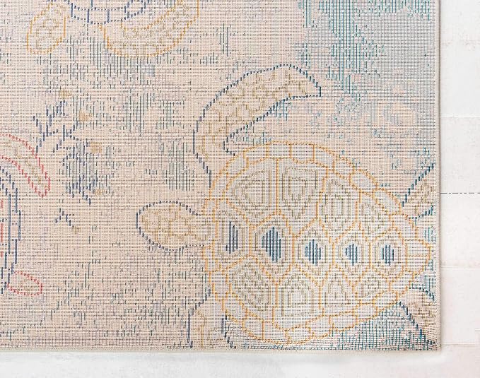 Unique Loom Positano Collection Coastal Modern Turtles Beige Area Rug - Image 9