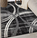 Rugshop Modern Wavy Circles Design Area Rug, Fade-Resistant Carpet by Rugshop