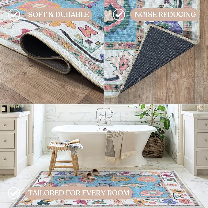 Fame Living Colorful Oushak Runner Rug, Modern Runners, Long Runner Rugs - Image 5