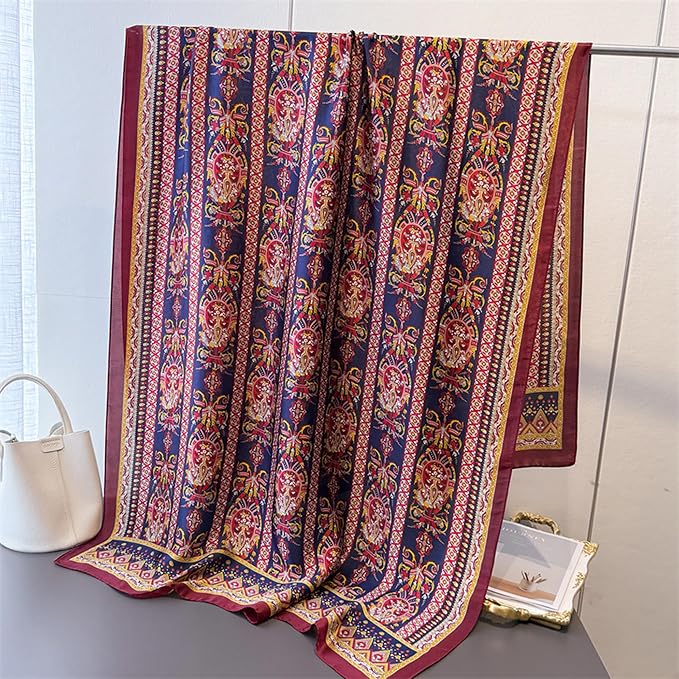 Fashion Scarves Scarf 100% Silk Feeling Scarf Silk Like Scarves Long - Image 5
