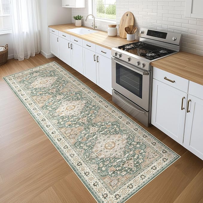 Runner Rug Kitchen Washable Rugs: 3x8 Non-Slip Abstract Soft Modern Stain by LOONGRUG