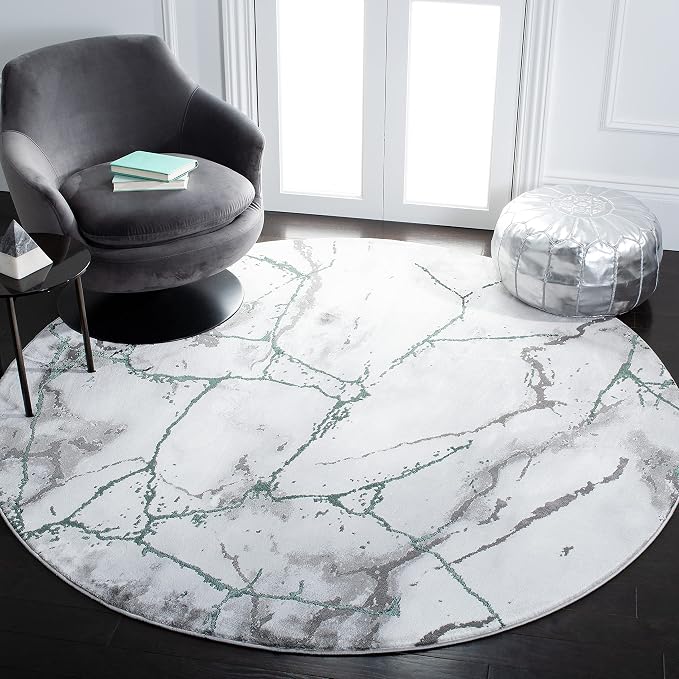 SAFAVIEH Craft Collection 10' Round Grey/Green CFT877Y Modern Abstract by SAFAVIEH