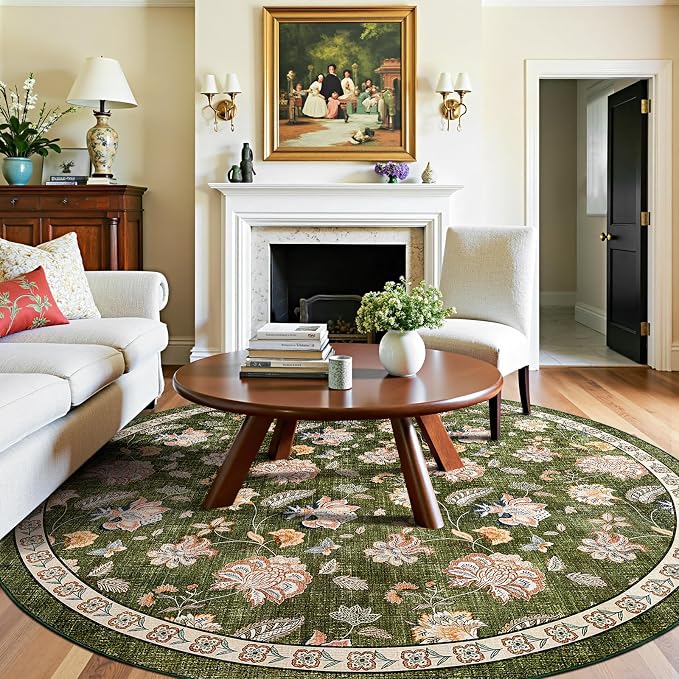 jinchan Elora 8ft Floral Round Rug - Image 5