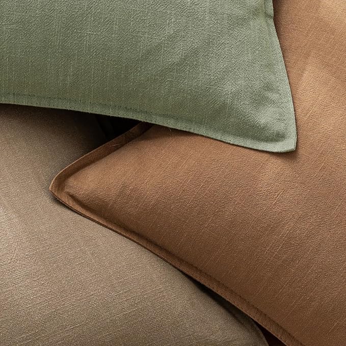 EMEMA Decorative Linen Throw Pillow Covers 20x20 Inch Curry Boho Farmhouse - Image 8