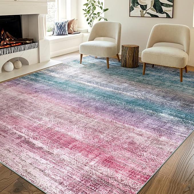 Kokia Abstract Area Rugs Boho Washable Distressed Retro Indoor 6x9 Rug by Kokia