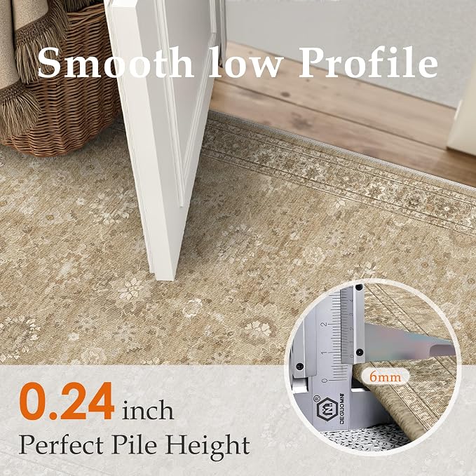 2x3 Brown Entryway Area Rug Machine Washable Doormat Kitchen Vintage Distressed - Image 2