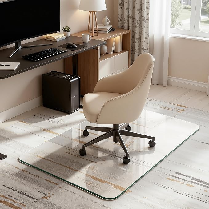 Antok Tempered Glass Chair Mat, Heavy Duty 0.2" Desk Chair Mat - Image 2